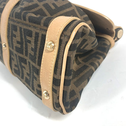 FENDI Handbag Leather / canvas Brown Turn lock Zucca