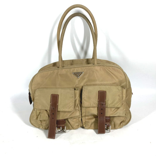 PRADA Shoulder Bag Nylon beige Triangle logo plate