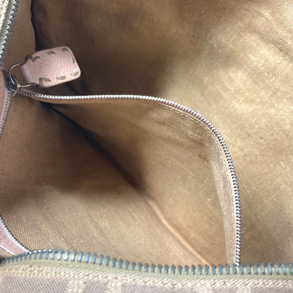 FENDI Shoulder Bag Leather / canvas Pink beige type Selleria logo Zucca