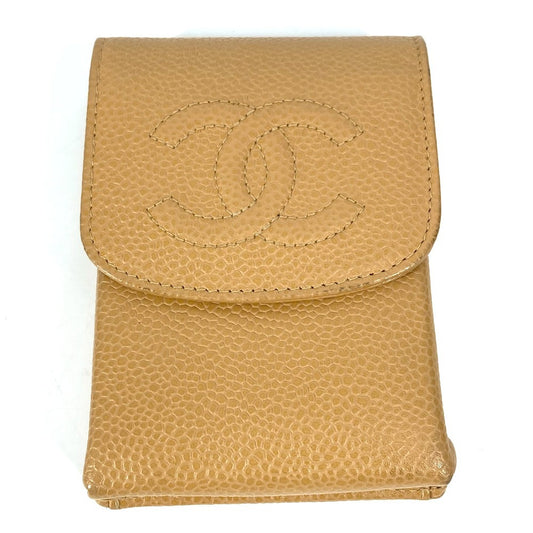 CHANEL Cigarette case A13511 Caviar skin beige CC COCO Mark logo