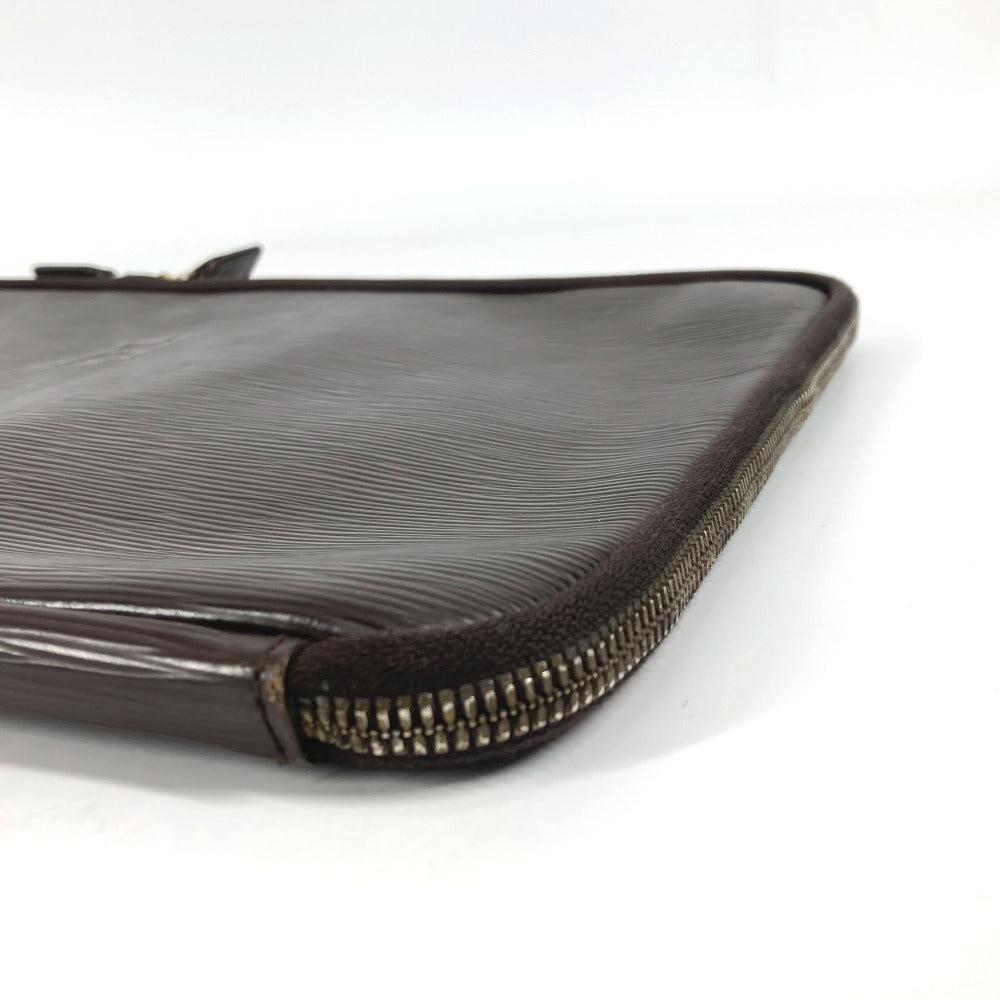FENDI Clutch bag leather Brown vintage FF logo