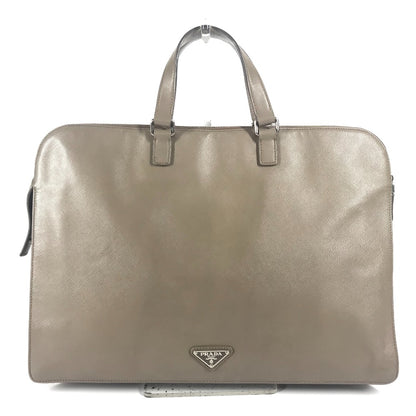 PRADA Business bag saffiano leather Beige type Triangle logo plate