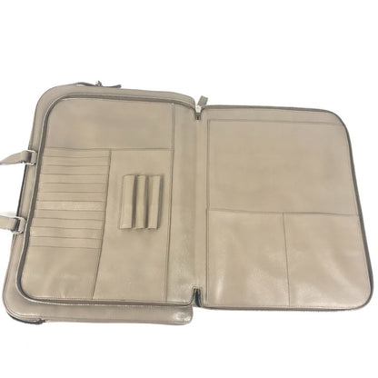 PRADA Business bag saffiano leather Beige type Triangle logo plate