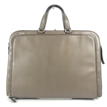 PRADA Business bag saffiano leather Beige type Triangle logo plate