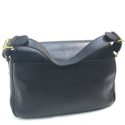 CELINE Handbag leather Black x Gold Metal vintage Circle logo Women Used Authentic