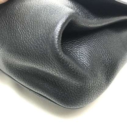 CELINE Handbag leather Black x Gold Metal vintage Circle logo Women Used Authentic