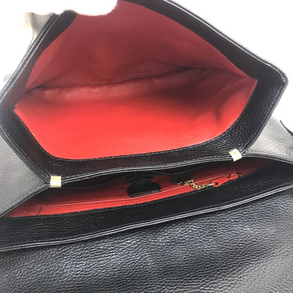 CELINE Handbag leather Black x Gold Metal vintage Circle logo Women Used Authentic