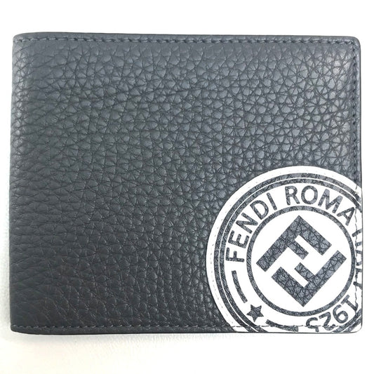FENDI Folded wallet 7M0169 A4NR Calf leather dark gray x white FF logo stamp