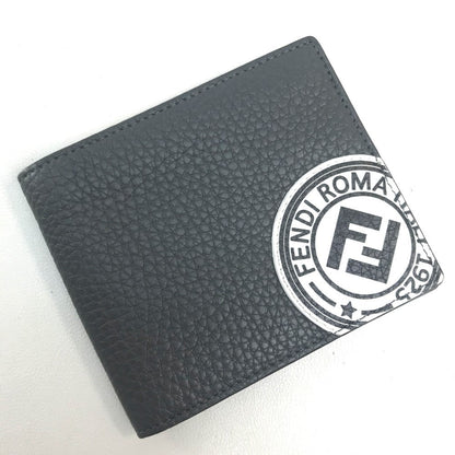 FENDI Folded wallet 7M0169 A4NR Calf leather dark gray x white FF logo stamp