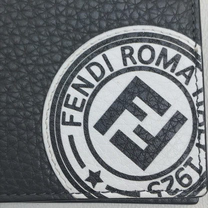 FENDI Folded wallet 7M0169 A4NR Calf leather dark gray x white FF logo stamp