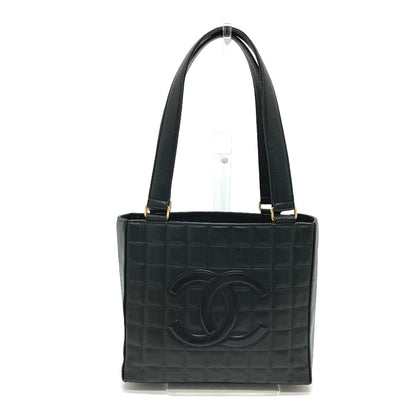 CHANEL Tote Bag lambskin black CCCOCO Mark Chocolate bar