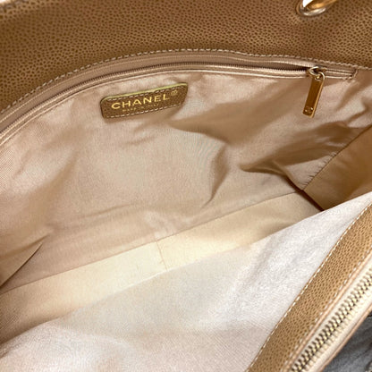CHANEL Tote Bag A50995 Caviar skin beige CC COCO Mark Matrasse