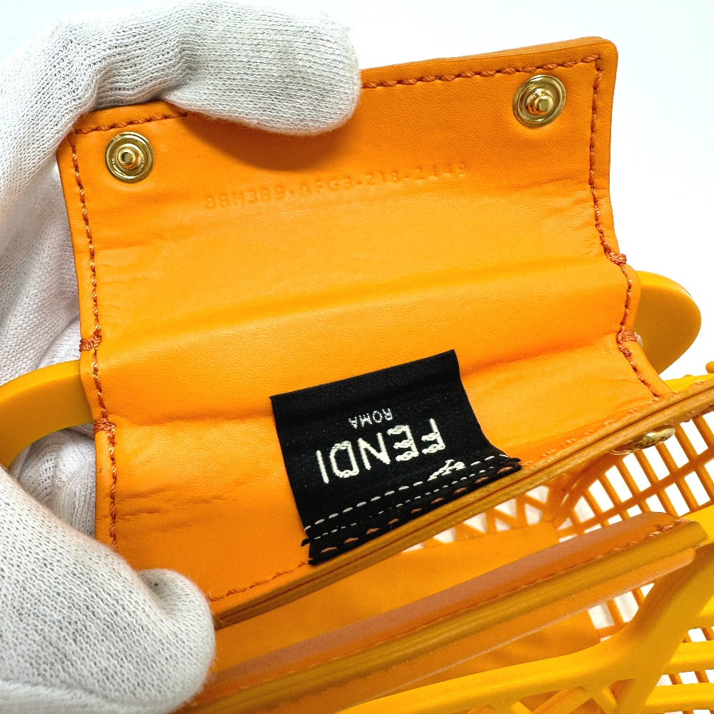 FENDI Handbag 8GH389 Plastic / leather Orange type bag Bucket medium Women Used Authentic