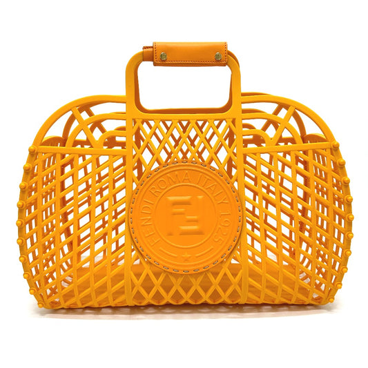 FENDI Handbag 8GH389 Plastic / leather Orange type bag Bucket medium Women Used Authentic