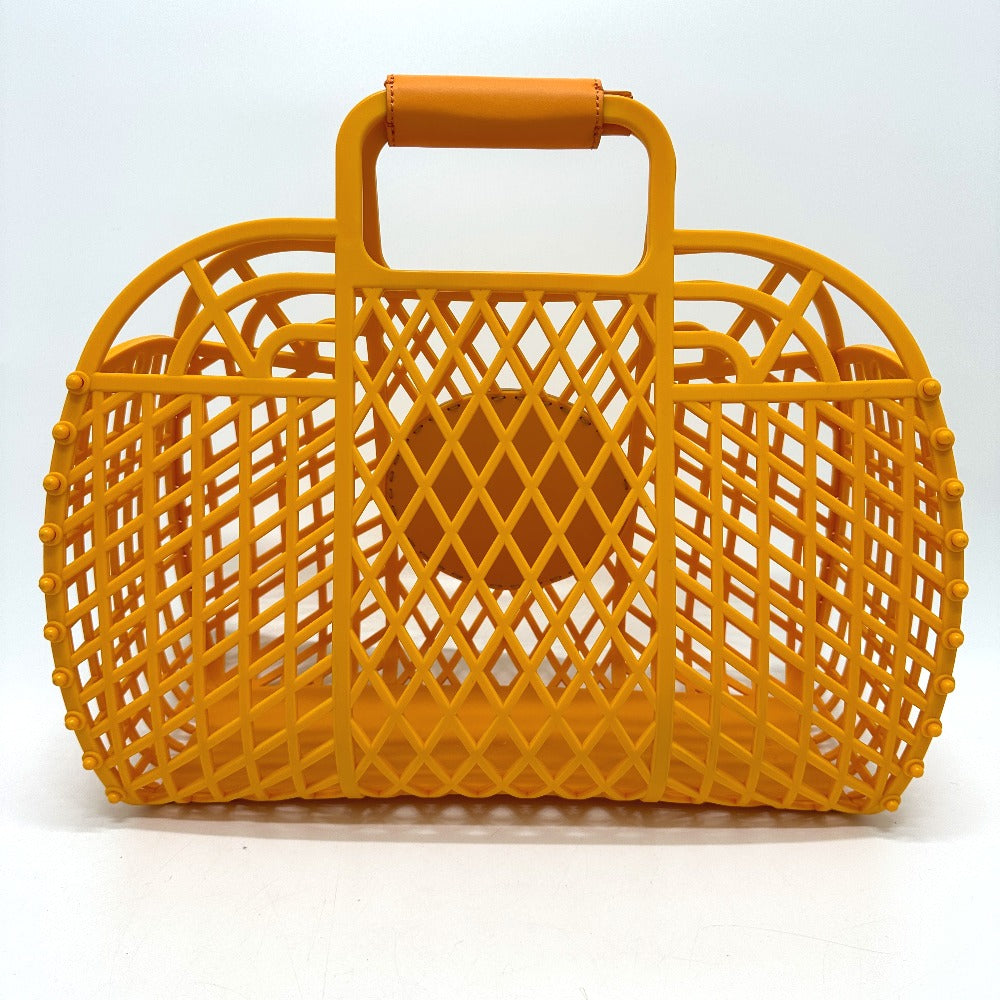 FENDI Handbag 8GH389 Plastic / leather Orange type bag Bucket medium Women Used Authentic