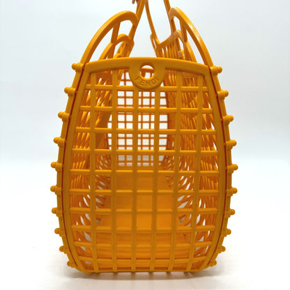FENDI Handbag 8GH389 Plastic / leather Orange type bag Bucket medium Women Used Authentic
