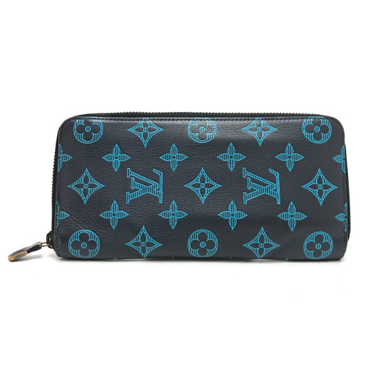 LOUIS VUITTON Long Wallet Purse M82322 Monogram shadow leather Navy Monogram shadow Zippy Wallet Vertical