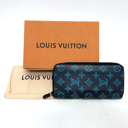 LOUIS VUITTON Long Wallet Purse M82322 Monogram shadow leather Navy Monogram shadow Zippy Wallet Vertical