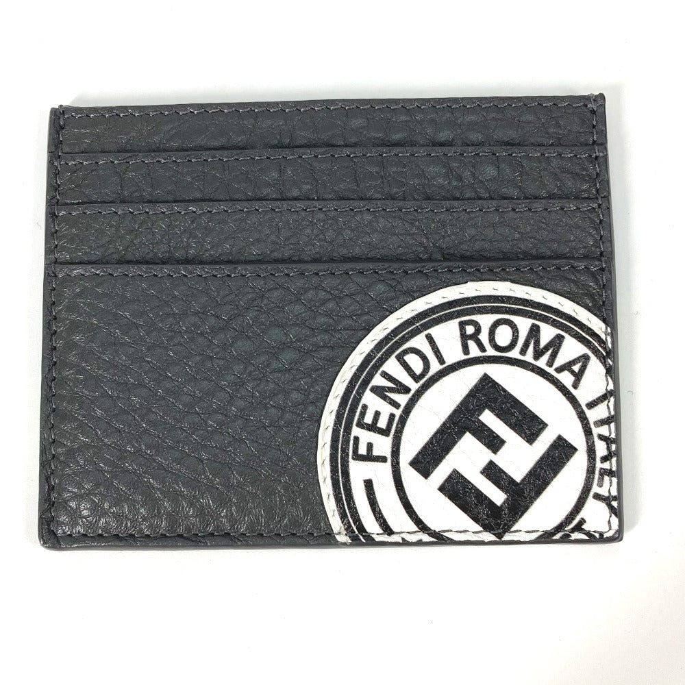FENDI Card Case 7M0164 leather Gray type logo bicolor name card holder