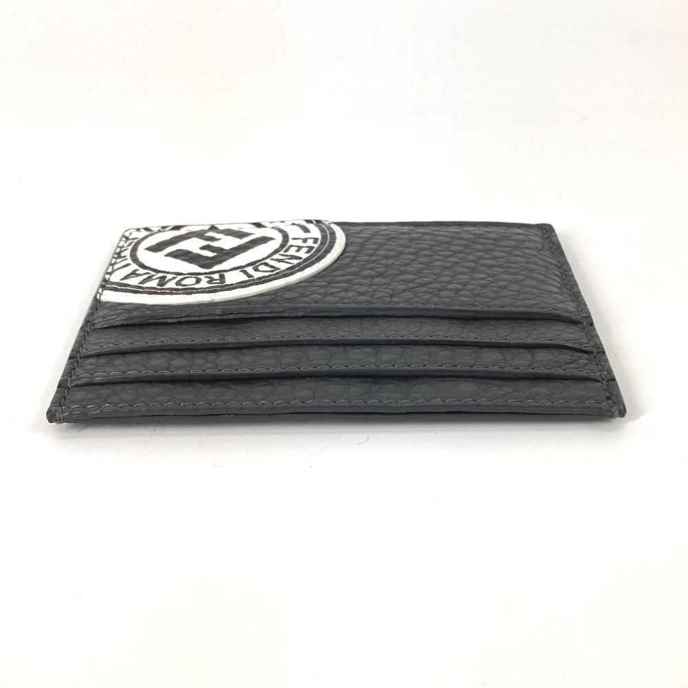 FENDI Card Case 7M0164 leather Gray type logo bicolor name card holder