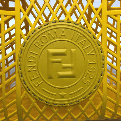 FENDI Handbag 8BH389 plastic yellow Medium basket Women Used Authentic