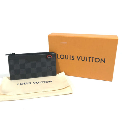 LOUIS VUITTON Coin case N60354 Damier Grafitto Canvas black Damier Grafitte Utility coin card holder mens Used Authentic