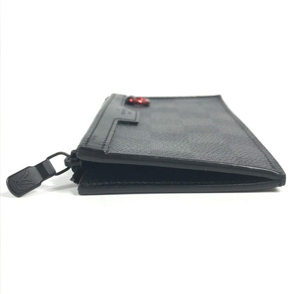 LOUIS VUITTON Coin case N60354 Damier Grafitto Canvas black Damier Grafitte Utility coin card holder mens Used Authentic