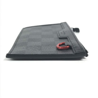 LOUIS VUITTON Coin case N60354 Damier Grafitto Canvas black Damier Grafitte Utility coin card holder mens Used Authentic