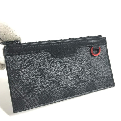 LOUIS VUITTON Coin case N60354 Damier Grafitto Canvas black Damier Grafitte Utility coin card holder mens Used Authentic