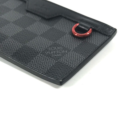 LOUIS VUITTON Coin case N60354 Damier Grafitto Canvas black Damier Grafitte Utility coin card holder mens Used Authentic