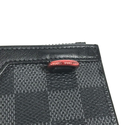 LOUIS VUITTON Coin case N60354 Damier Grafitto Canvas black Damier Grafitte Utility coin card holder mens Used Authentic