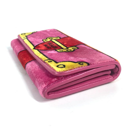 PRADA Long Wallet Purse 1MH019 velvet pink Long wallet logo