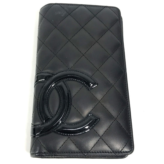 CHANEL Long Wallet Purse A26717 leather black COCO Mark CC Cambon line