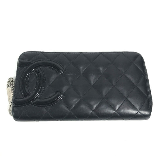 CHANEL Long Wallet Purse A50078 leather black Cambon line CC COCO Mark
