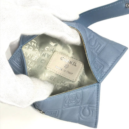CHANEL Pouch leather blue CC Camellia Icon Pocket Tissue Cover