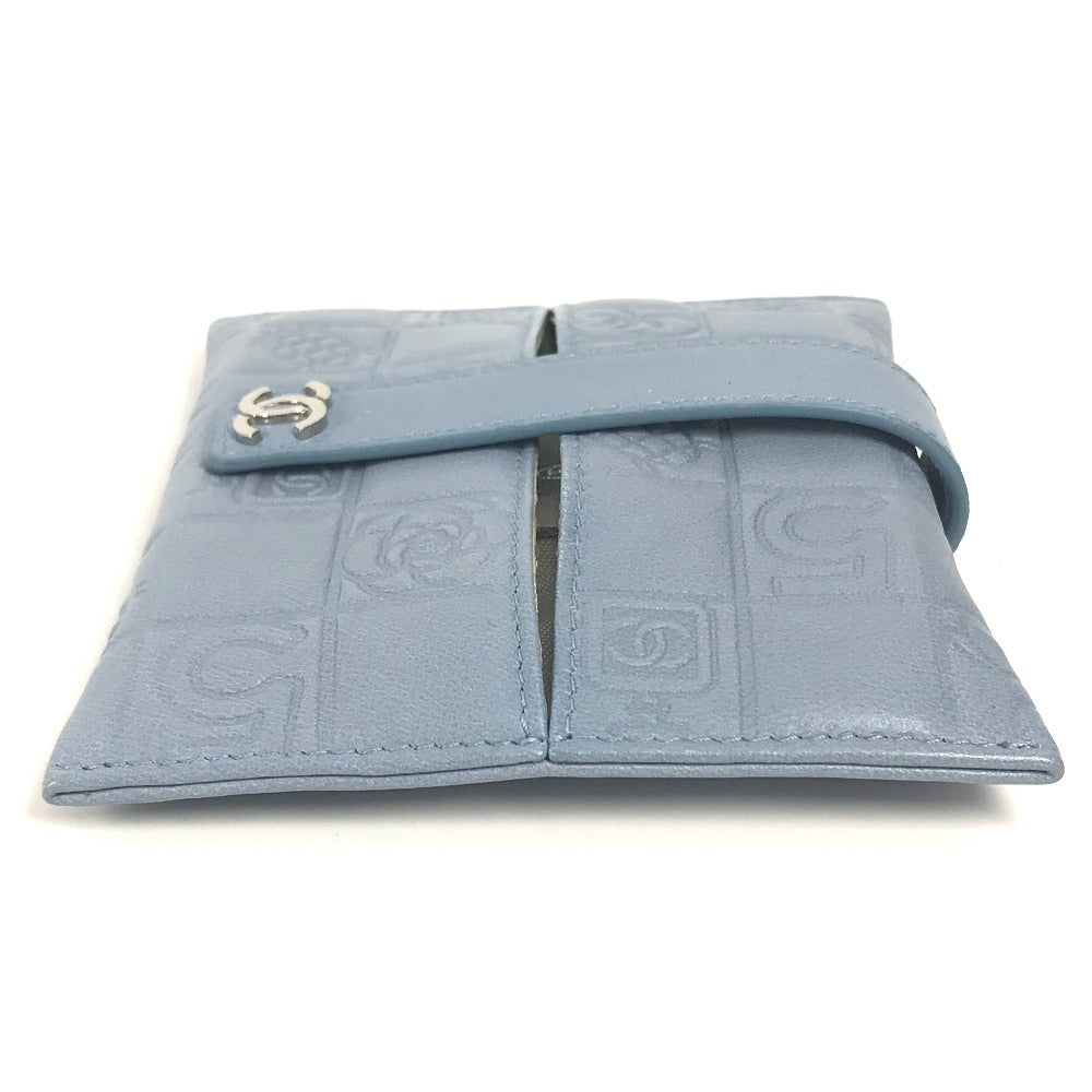 CHANEL Pouch leather blue CC Camellia Icon Pocket Tissue Cover