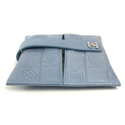 CHANEL Pouch leather blue CC Camellia Icon Pocket Tissue Cover