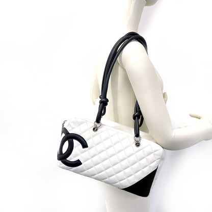 CHANEL Shoulder Bag A25171 lambskin white Cambon line Bowling bag