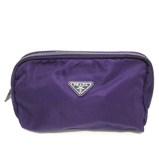 PRADA Pouch Nylon purple Triangle logo accessory case