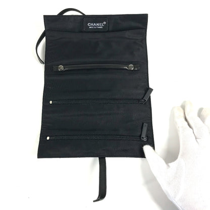 CHANEL Accessory case Nylon black New travel line Jewelry Case for Women