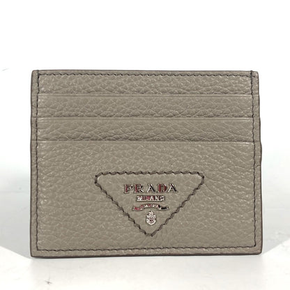 PRADA Card Case leather gray Triangle logo mens Used Authentic