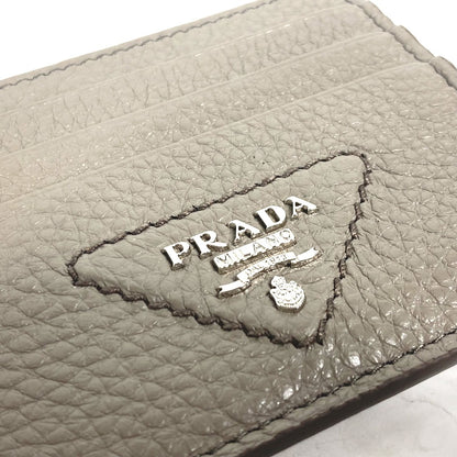 PRADA Card Case leather gray Triangle logo mens Used Authentic