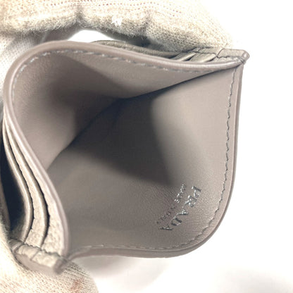 PRADA Card Case leather gray Triangle logo mens Used Authentic
