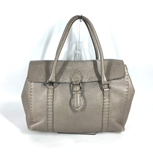 FENDI Shoulder Bag leather Gray type Celeria Linda Women Used Authentic