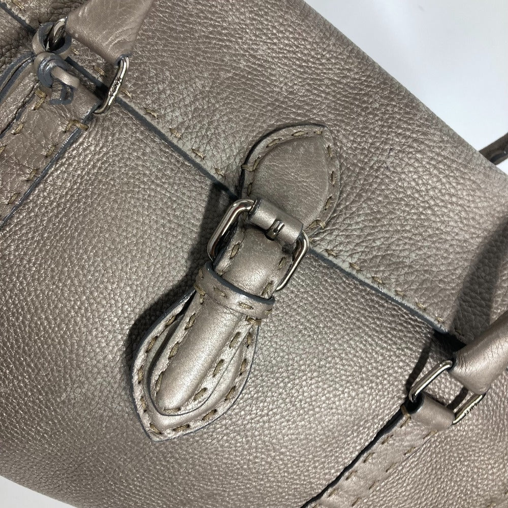 FENDI Shoulder Bag leather Gray type Celeria Linda