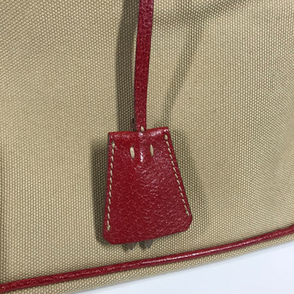 PRADA Shoulder Bag BN0081 Leather / canvas beige By color Triangle logo plate