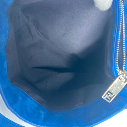 FENDI Shoulder Bag leather blue FF logo Chain