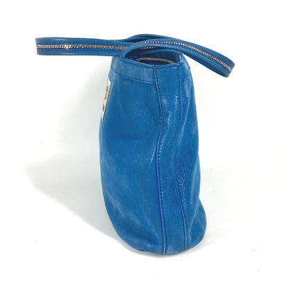 FENDI Shoulder Bag leather blue FF logo Chain