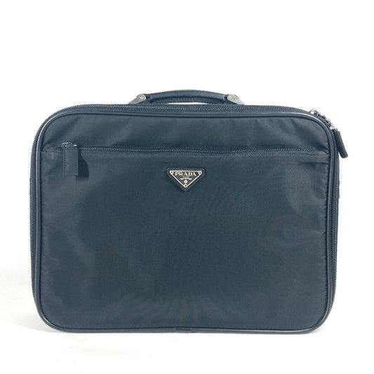 PRADA Handbag Nylon black Triangle logo plate