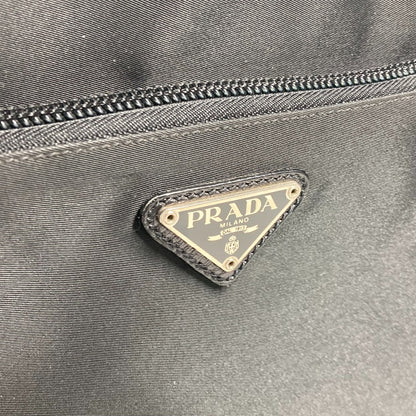 PRADA Handbag Nylon black Triangle logo plate